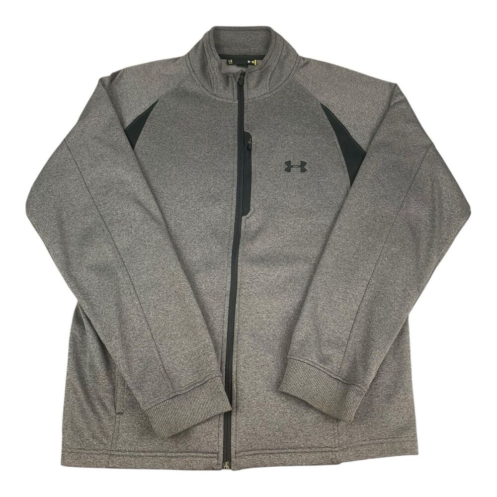 Under Armour Full Zip Long Sleeve Jacket Mens Large Gray Cold Gear Active